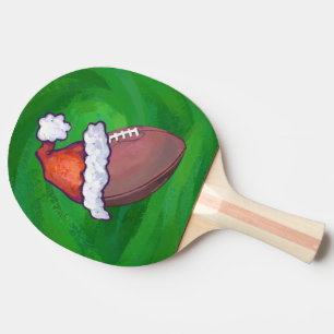 Santa Hat Football on Green Ping Pong Paddle