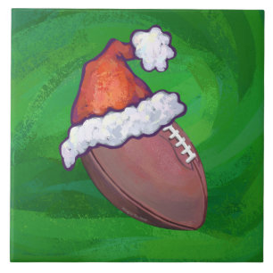 Santa Hat Football on Green Tile