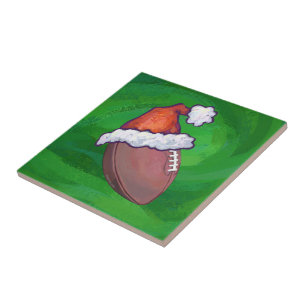 Santa Hat Football on Green Tile