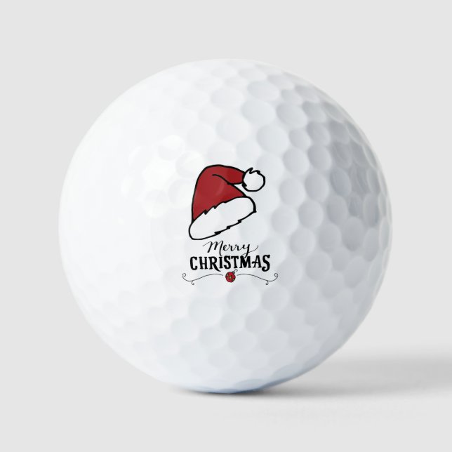 Santa Hat for Christmas for Golfer Christmas Golf Balls (Front)