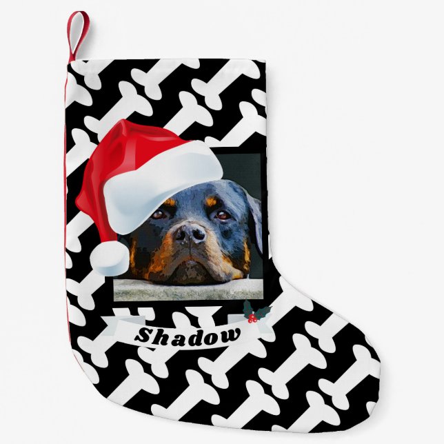 Santa Hat for Dog Personalised Photo Name Cute Small Christmas Stocking (Front)