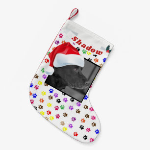 Santa Hat for Dog Photo Paw Print Name Small Christmas Stocking