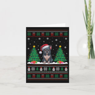 Santa Hat Frenchie Dog Christmas Tree Lights Ugly  Card