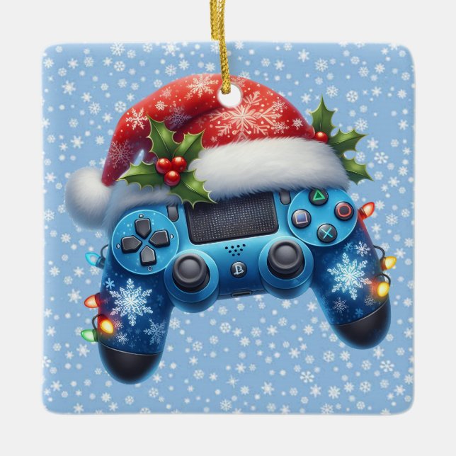 Santa Hat Game Controller Ornament (Front)
