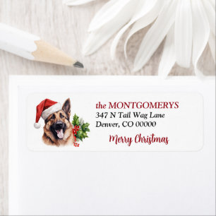 Santa Hat German Shepard Christmas Return Address