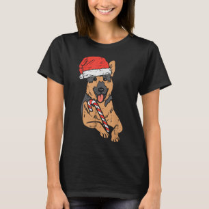 Santa Hat German Shepherd Dog Christmas T-Shirt