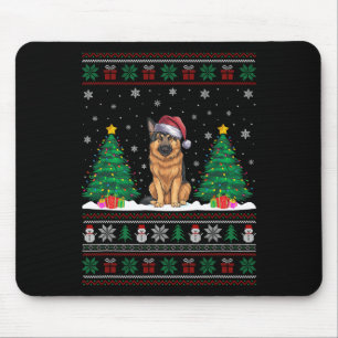 Santa Hat German Shepherd Dog Xmas Tree Lights Ugl Mouse Mat