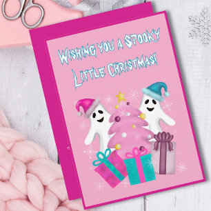 Santa Hat Ghosts with Christmas Tree & Presents Invitation