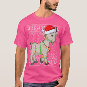 Santa Hat Goat Xmas Lighting Ugly Goat Christmas T-Shirt