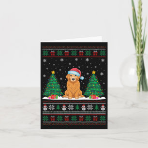 Santa Hat Golden Retriever Dog Xmas Tree Lights Ug Card