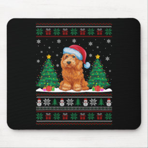 Santa Hat Goldendoodle Dog Xmas Tree Lights Ugly S Mouse Mat