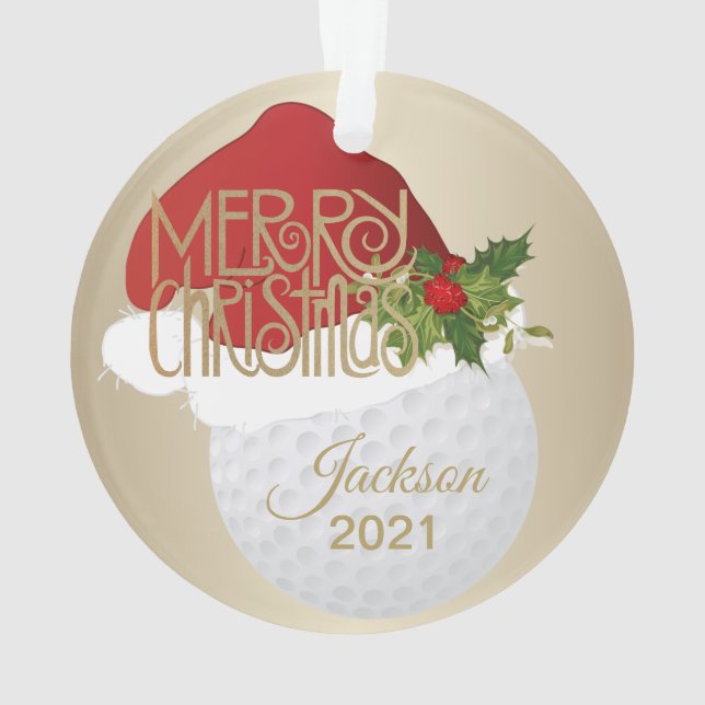 Santa Hat Golf 🏌️‍♂️ Ball | DIY Name Ornament (Back)