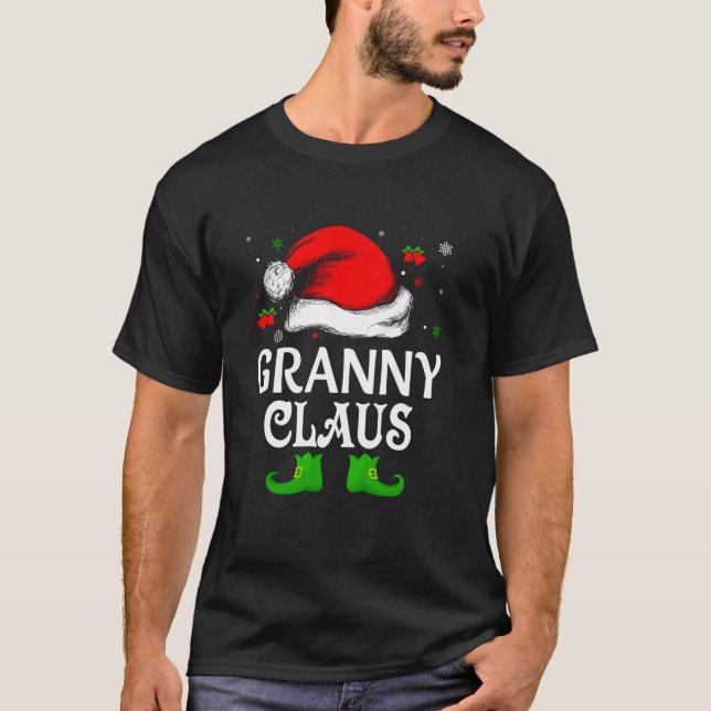 Santa Hat Granny Claus Elf Funny Ugly Christmas Sw T-Shirt (Front)