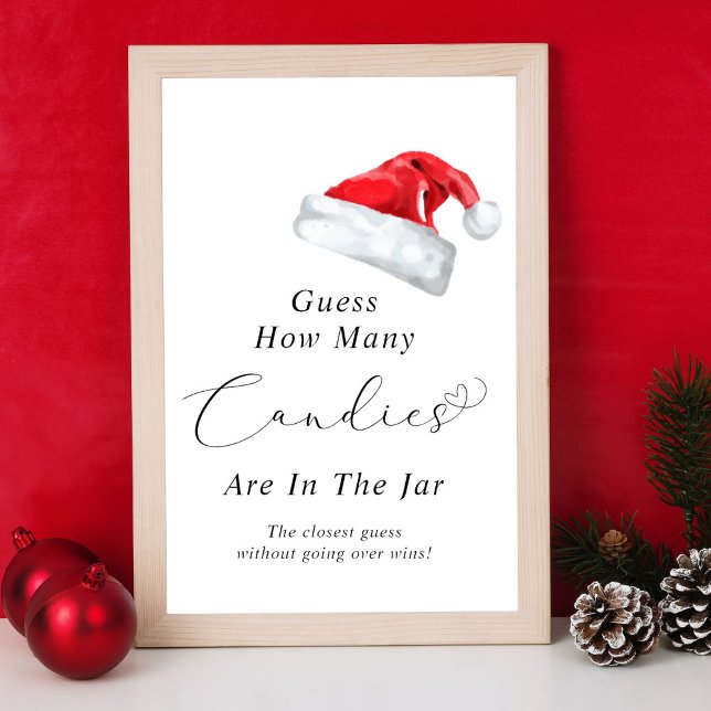 Santa Hat Guess How Many Candies Baby Shower Poster (Creator Uploaded)