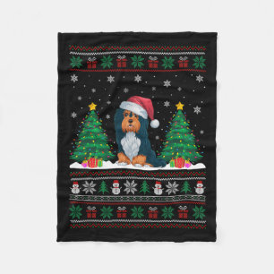 Santa Hat Havanese Dog Christmas Tree Lights Ugly Fleece Blanket