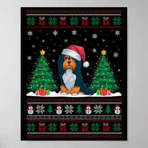 Santa Hat Havanese Dog Christmas Tree Lights Ugly Poster