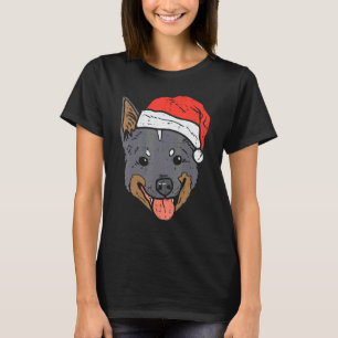 Santa Hat Heeler Australian Cattle Dog Christmas X T-Shirt