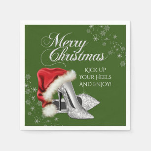 Santa Hat High Heel Shoe Christmas Party Napkin
