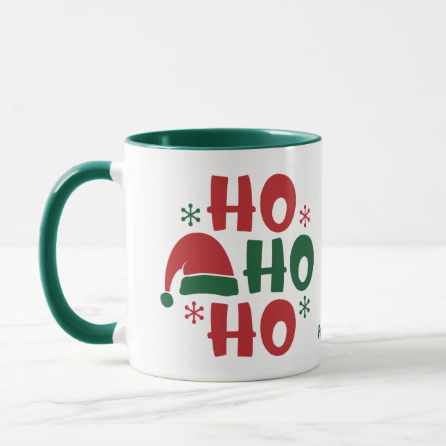 Santa Hat Ho Ho Ho Christmas Mug (Left)