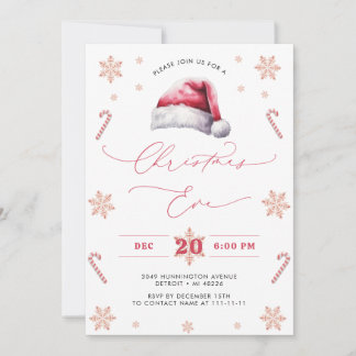 Santa Hat Holiday Christmas Eve Party Invitation