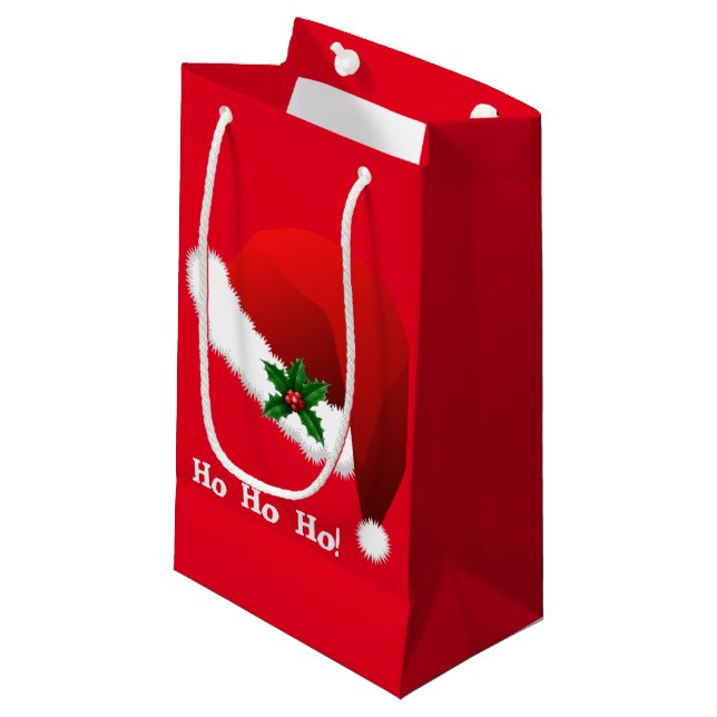 Santa Hat Holiday Gift Bag (Front Angled)