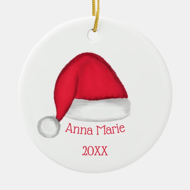 Santa Hat Holiday Ornament (Front)