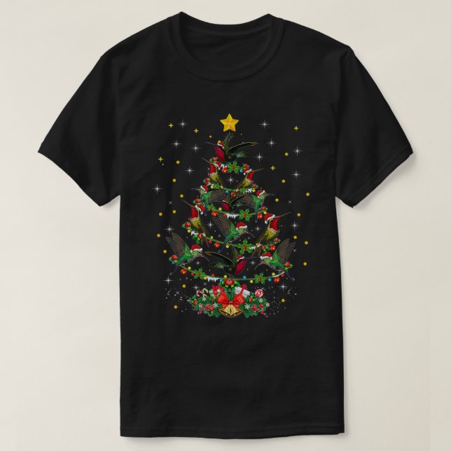 Santa Hat Hummingbird Xmas Gift Hummingbird Christ T-Shirt (Design Front)