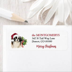 Santa Hat Japanese Chin Christmas Return Address