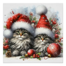 Santa Hat Kittens Christmas