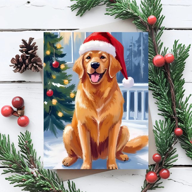 Santa Hat Labrador | Merry Christmas Dog Painting Holiday Card (Creator Uploaded)