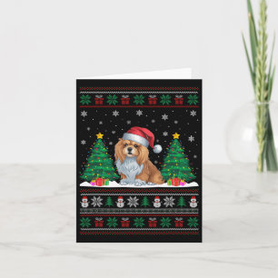 Santa Hat Lhasa Apso Dog Christmas Tree Lights Ugl Card