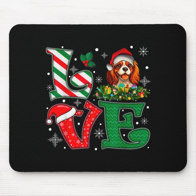 Santa Hat Love Cavalier King Charles Spaniel Dog X Mouse Mat (Front)