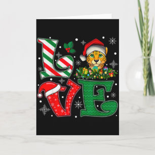 Santa Hat Love Cheetah Animal Xmas Men Women Girls Card