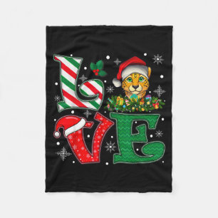 Santa Hat Love Cheetah Animal Xmas Men Women Girls Fleece Blanket