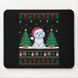 Santa Hat Maltese Dog Christmas Tree Lights Ugly S Mouse Mat