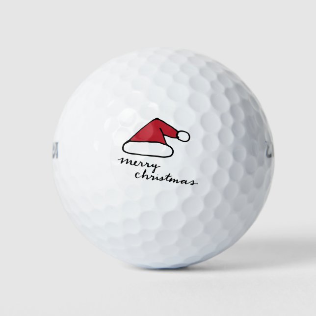 Santa Hat Merry Christmas Golf Balls (Front)