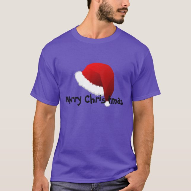 Santa Hat Merry Christmas Shirt-Purple T-Shirt (Front)