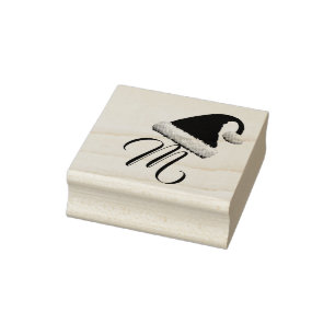 Santa Hat Monogram Rubber Stamp