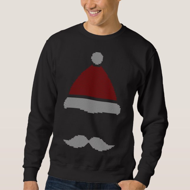Santa Hat Moustache Ugly Christmas Sweatshirt (Front)