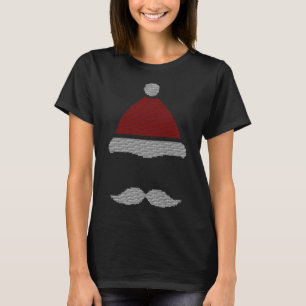 Santa Hat Moustache Ugly Christmas T-Shirt