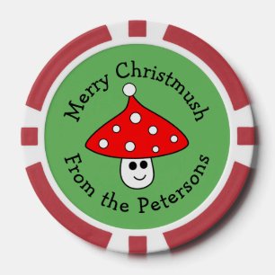 Santa Hat Mushroom Christmas Poker Chips