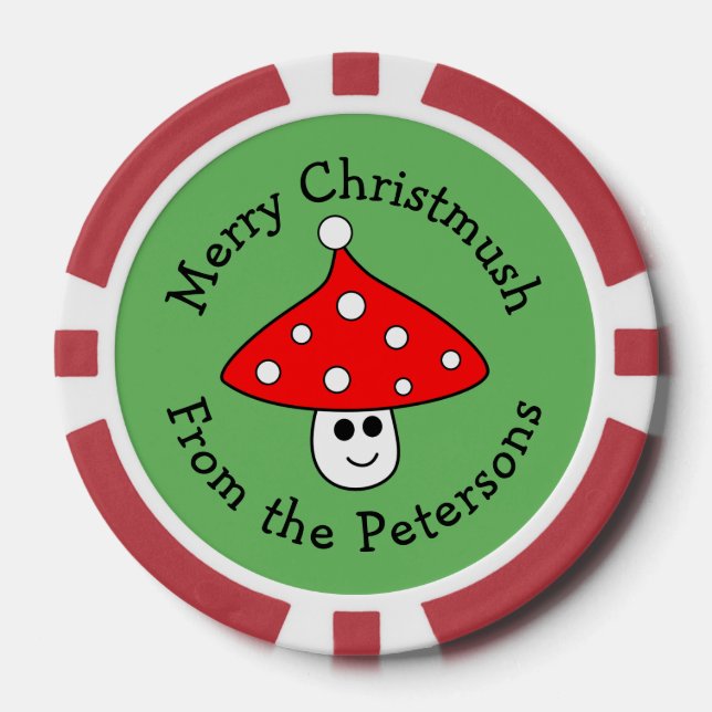 Santa Hat Mushroom Christmas Poker Chips (Front)