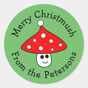 Santa Hat Mushroom Christmas Stickers