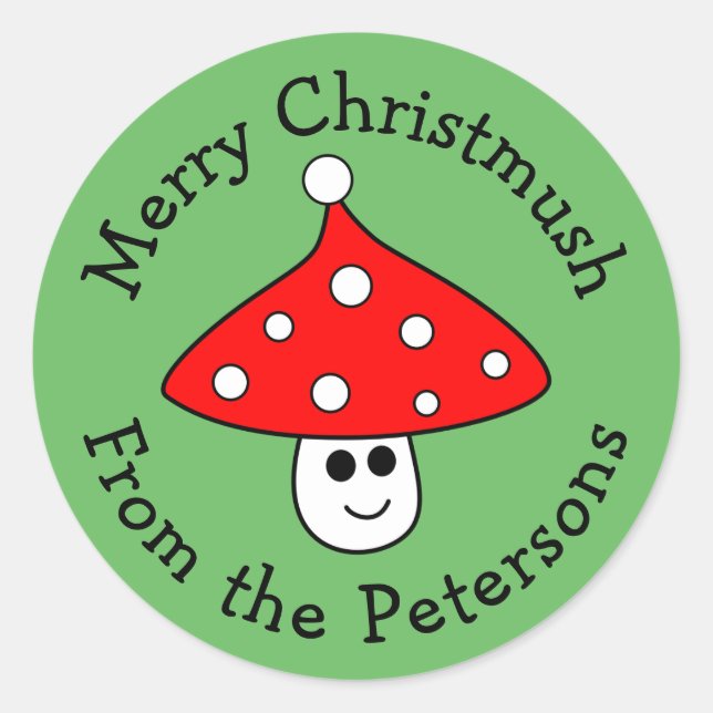 Santa Hat Mushroom Christmas Stickers (Front)