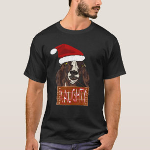 Santa Hat Naughty Sign Funny Christmas Goat T-Shirt