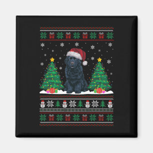Santa Hat Newfoundland Dog Xmas Tree Lights Ugly S Magnet