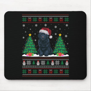 Santa Hat Newfoundland Dog Xmas Tree Lights Ugly S Mouse Mat