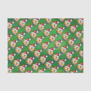 Santa Hat Nine Ball Pattern on Green Tissue Paper