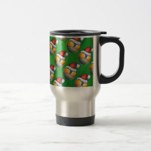 Santa Hat Nine Ball Pattern on Green Travel Mug