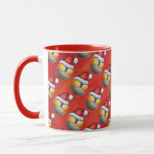 Santa Hat Nine Ball Pattern on Red Mug